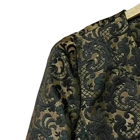Ann Taylor Loft Cropped Brocade Blazer 16 Black/Gold Refined Old Money NWT - Picture 6 of 8
